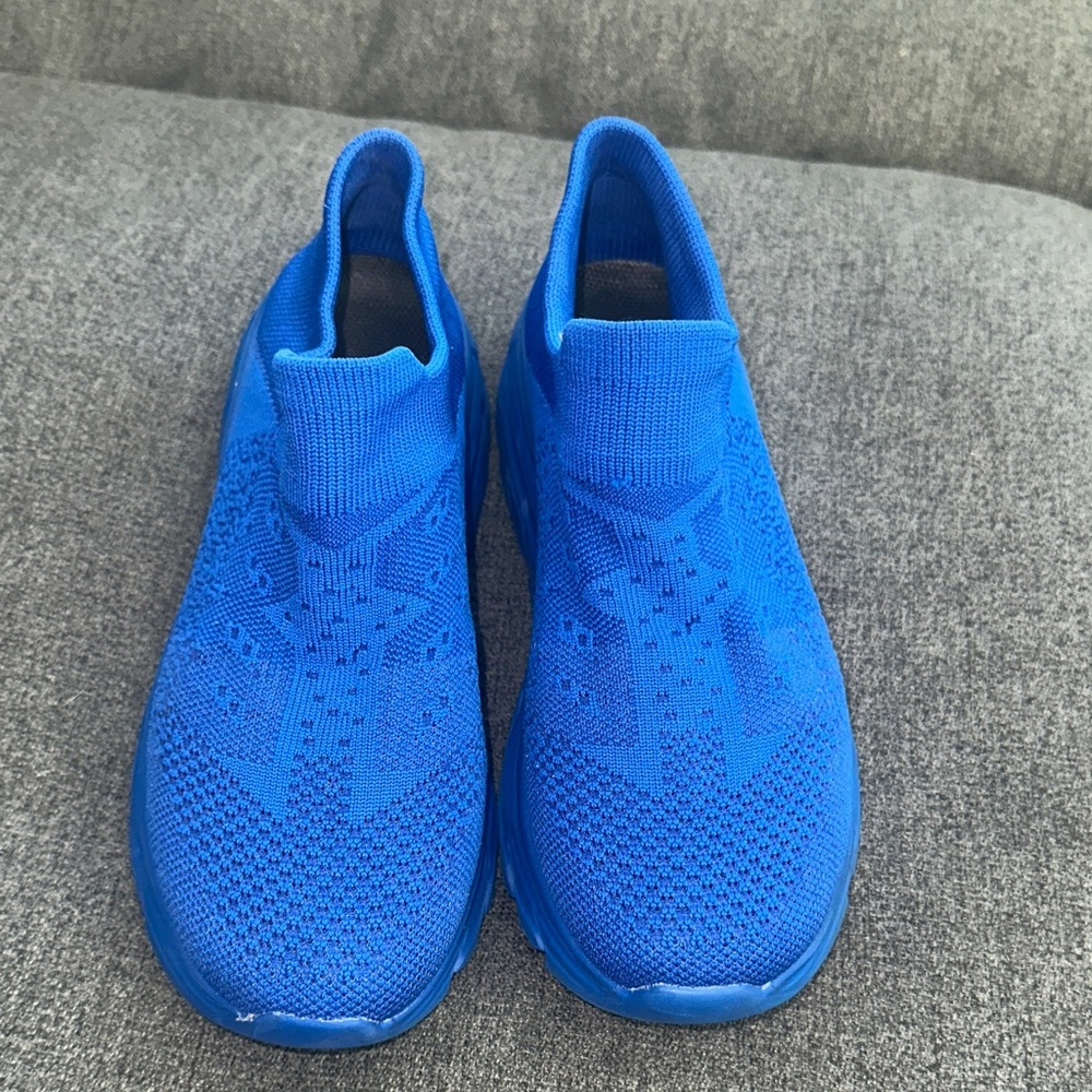Vibrant Blue Knit Slip On Sneakers